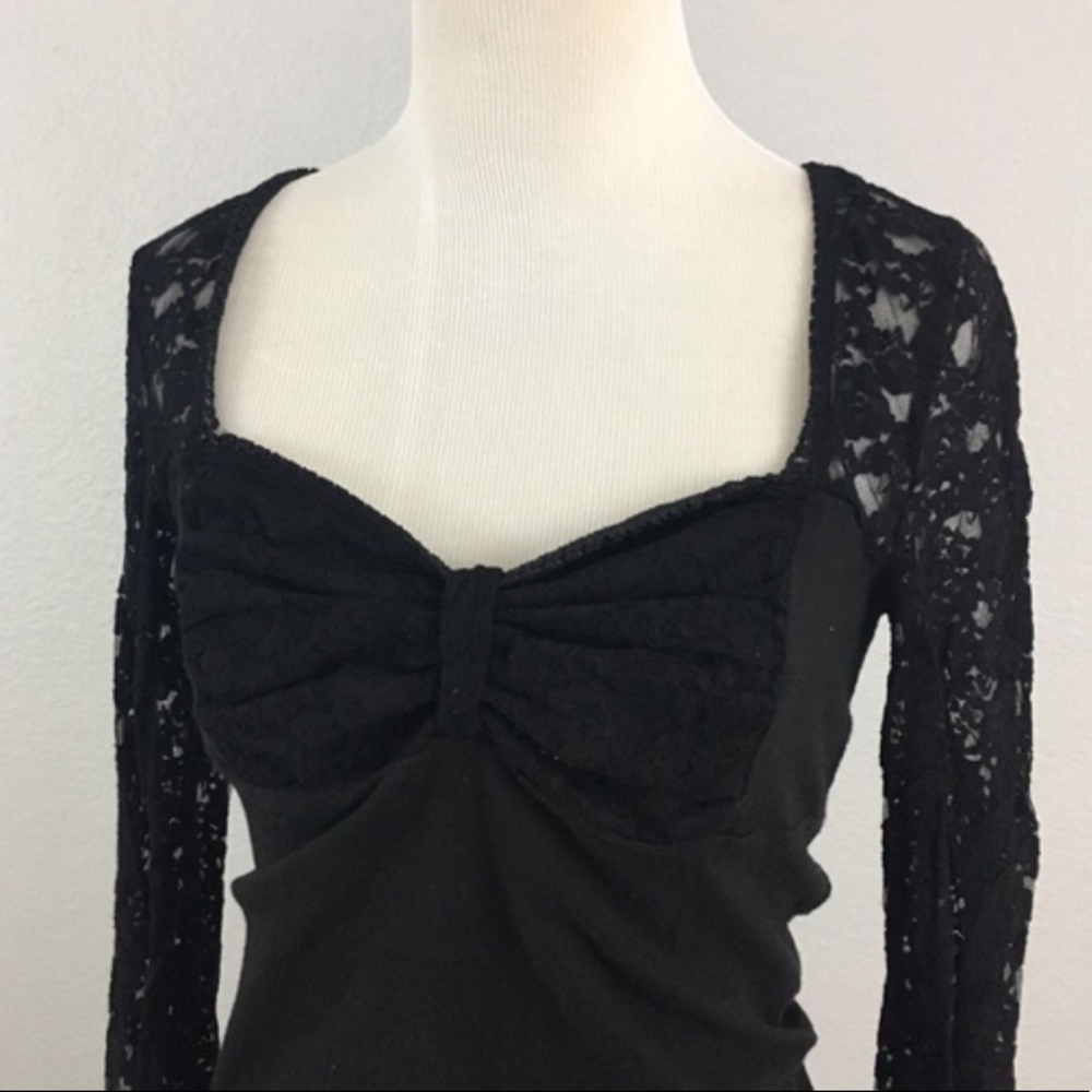 S Free people black lace long sleeve